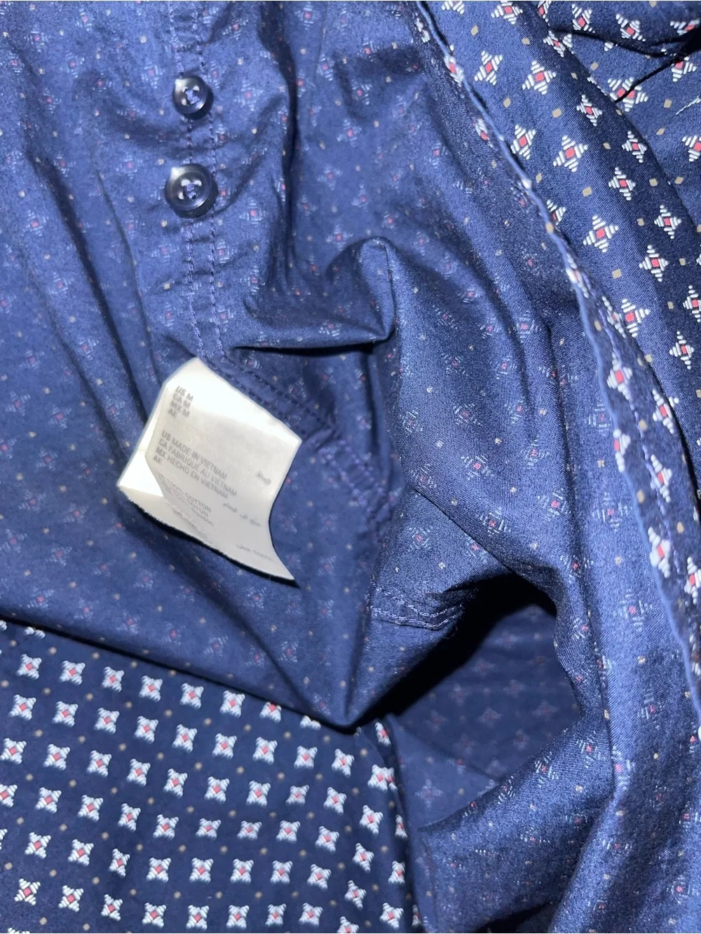 Tasso Elba Men's Navy Blue Printed Button-Up Shirt